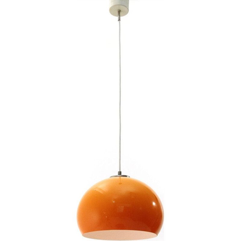 Vintage orange pendant lamp, retro design, Italy, 1960s