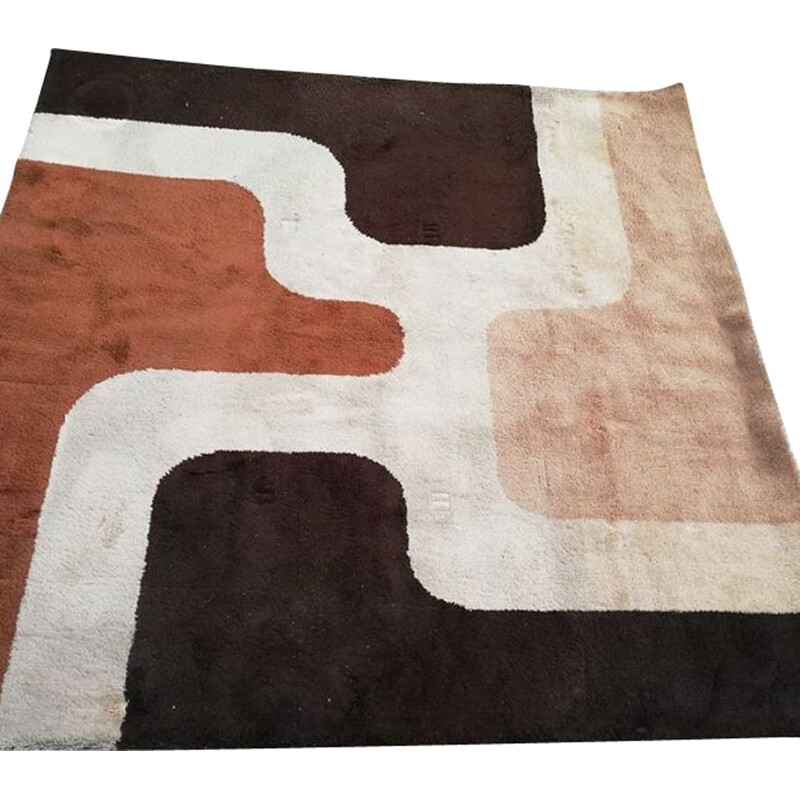 Vintage carpet in multicolored wool from Beauvais 1970