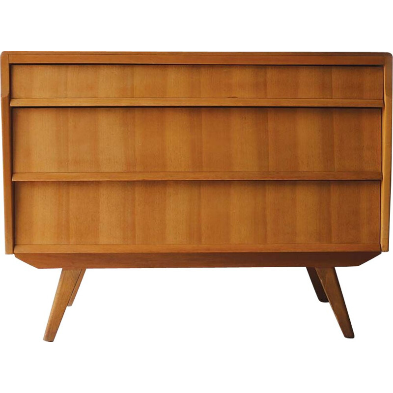Vintage english chest of drawers in golden blond wood 1960