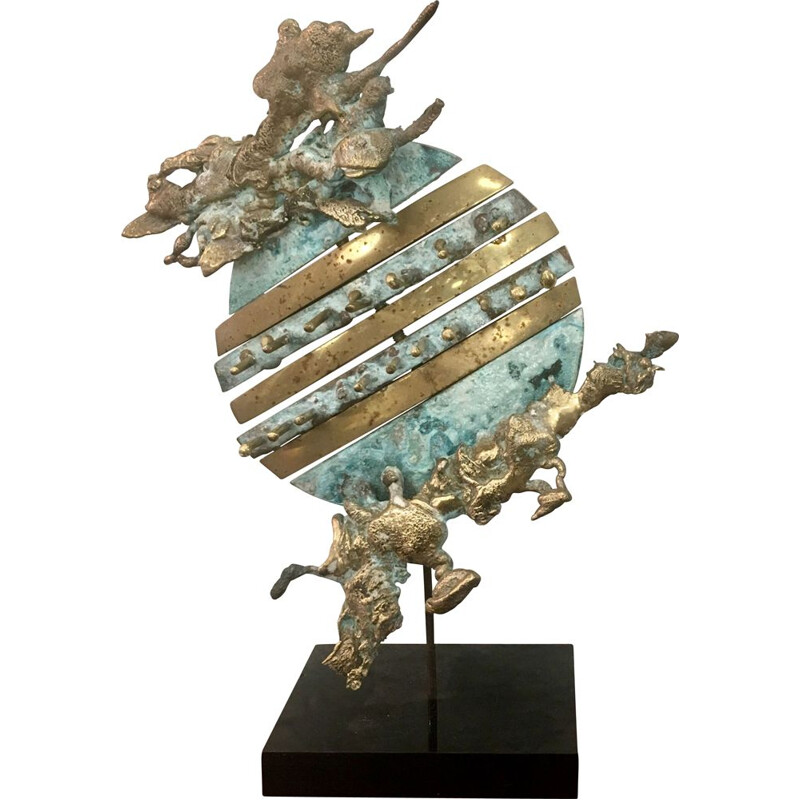 Vintage mobile bronze sculpture by Alain Cantarel, France 1990