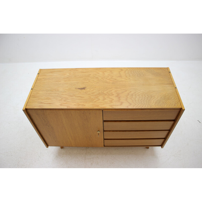 Vintage oak wood chest of drawers by Jiří Jiroutek, Czechoslovakia, 1960s