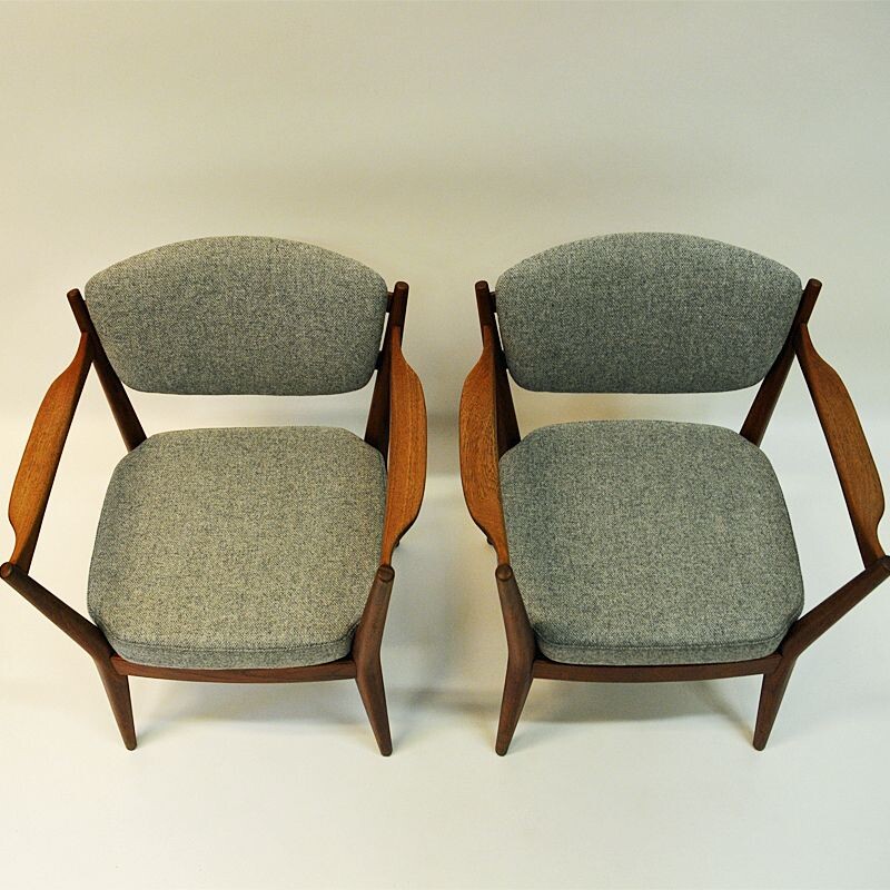 Conjunto de 2 poltronas de teca vintage "kaminstol" da Kayser