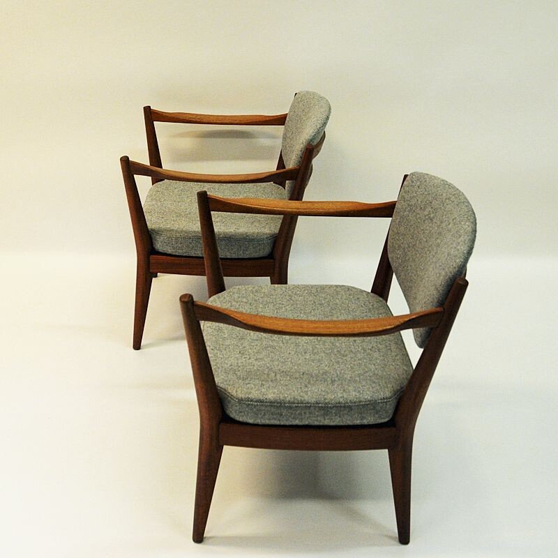 Set of 2 vintage teak "kaminstol" armchairs by Kayser & Relling, Norway 1950s