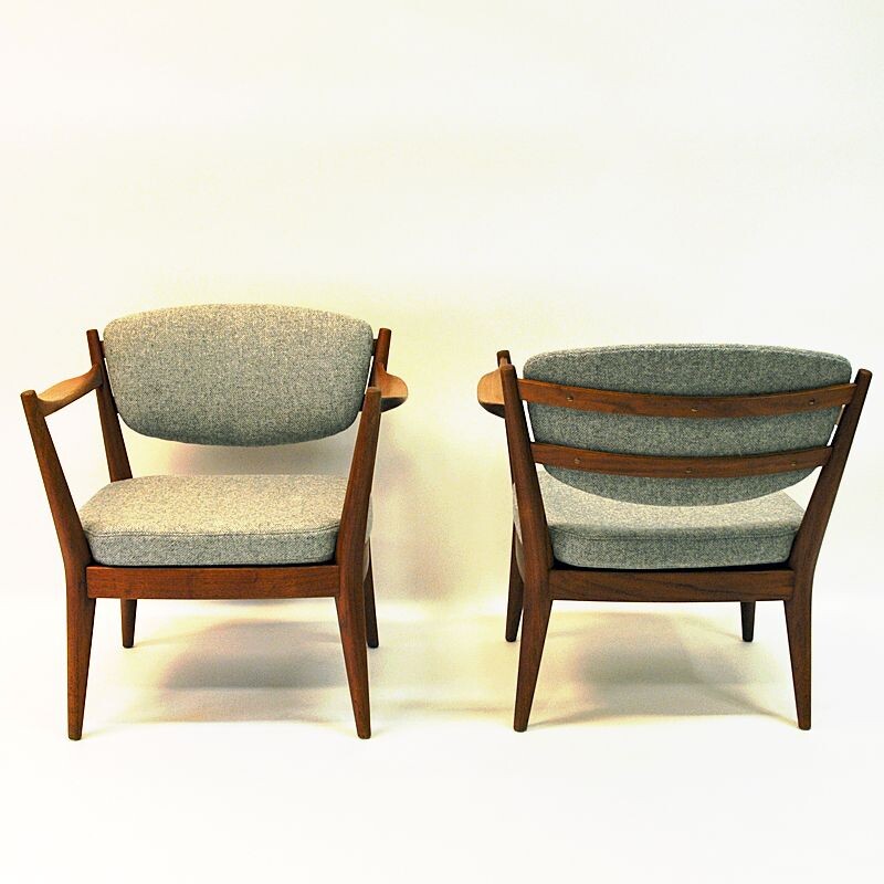 Set of 2 vintage teak "kaminstol" armchairs by Kayser & Relling, Norway 1950s