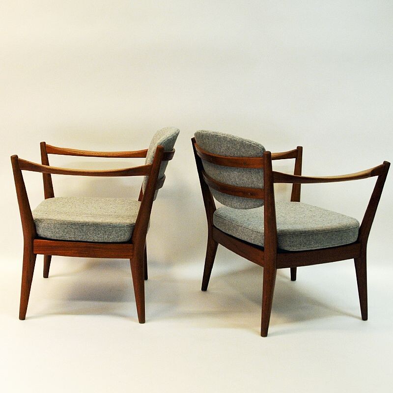 Juego de 2 sillones de teca vintage "kaminstol" de Kayser