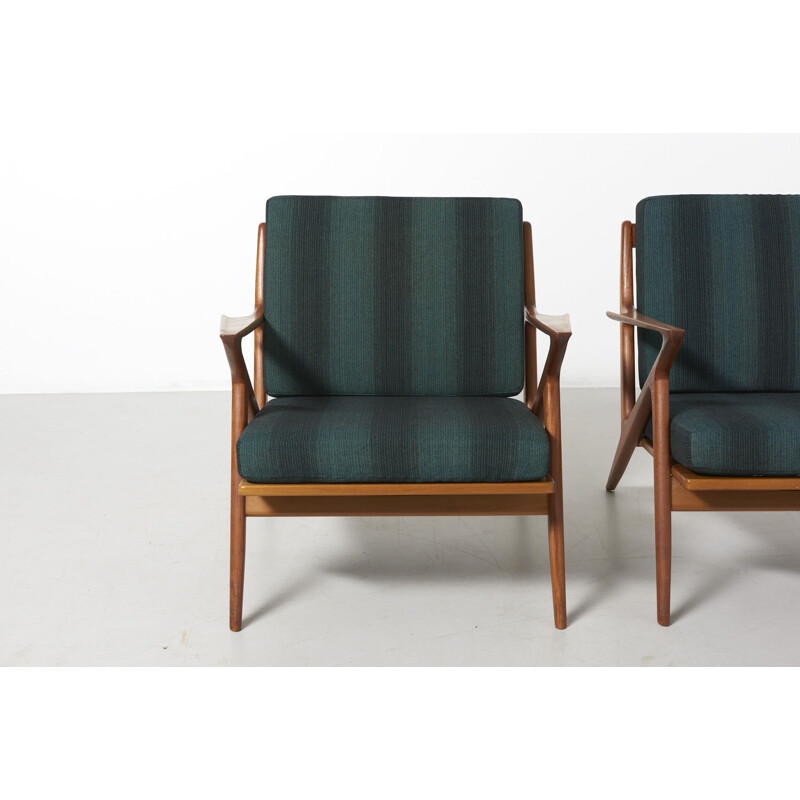 Set of 2 vintage teak "Z-Chairs" armchairs by Poul Jensen, Denmark, 1957