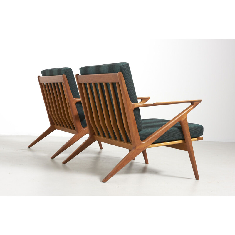Ensemble de 2 fauteuils en teck vintage "Z-Chairs" par Poul Jensen, Danemark, 1957