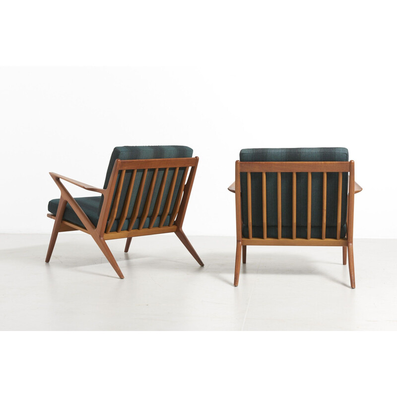Set of 2 vintage teak "Z-Chairs" armchairs by Poul Jensen, Denmark, 1957
