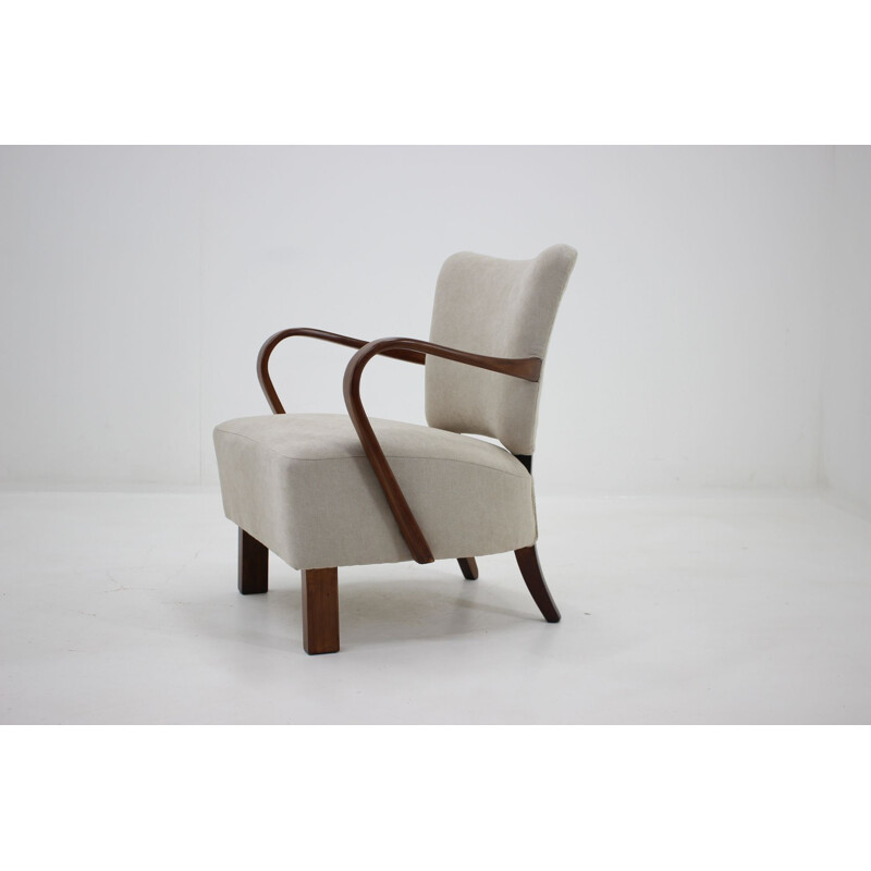 Set of 2 vintage beech wood armchairs by Jindrich Halabala, 1950s