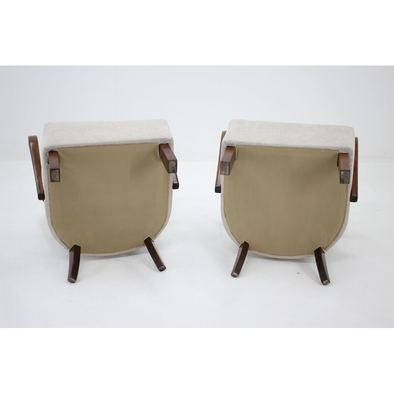 Set of 2 vintage beech wood armchairs by Jindrich Halabala, 1950s