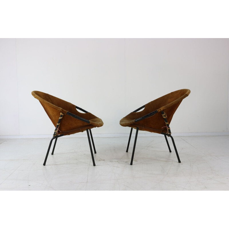 Set of 2 vintage suede armchairs by Erik Ole Jorgensen from Lusch & co