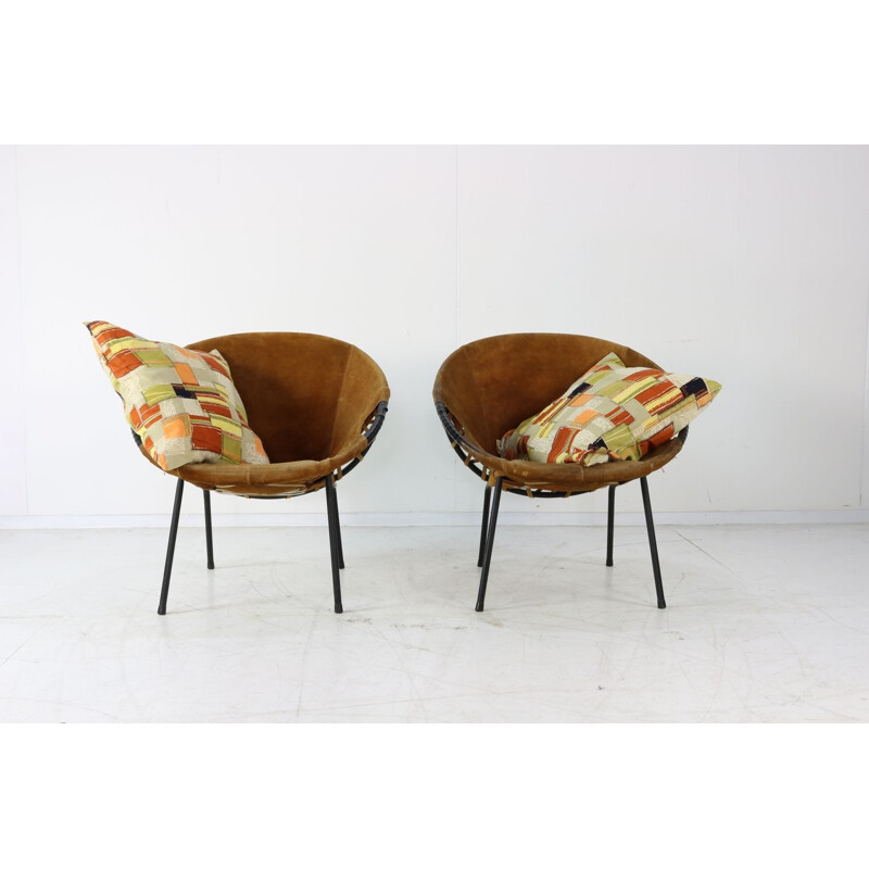 Set of 2 vintage suede armchairs by Erik Ole Jorgensen from Lusch & co