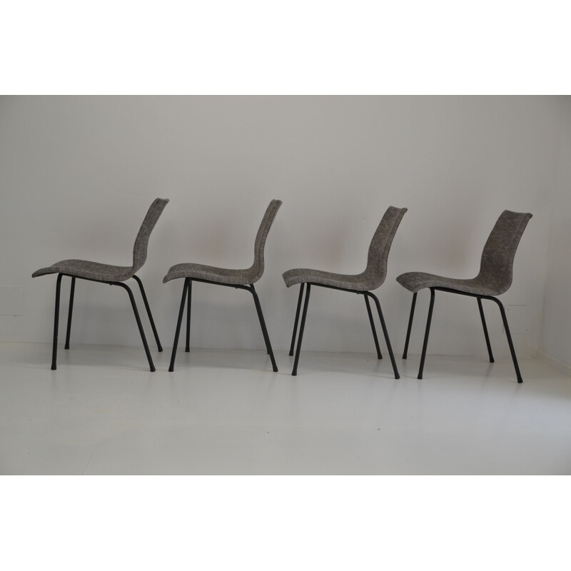 Suite of 4 vintage chairs by René Jean Caillettefor Group IV Charron