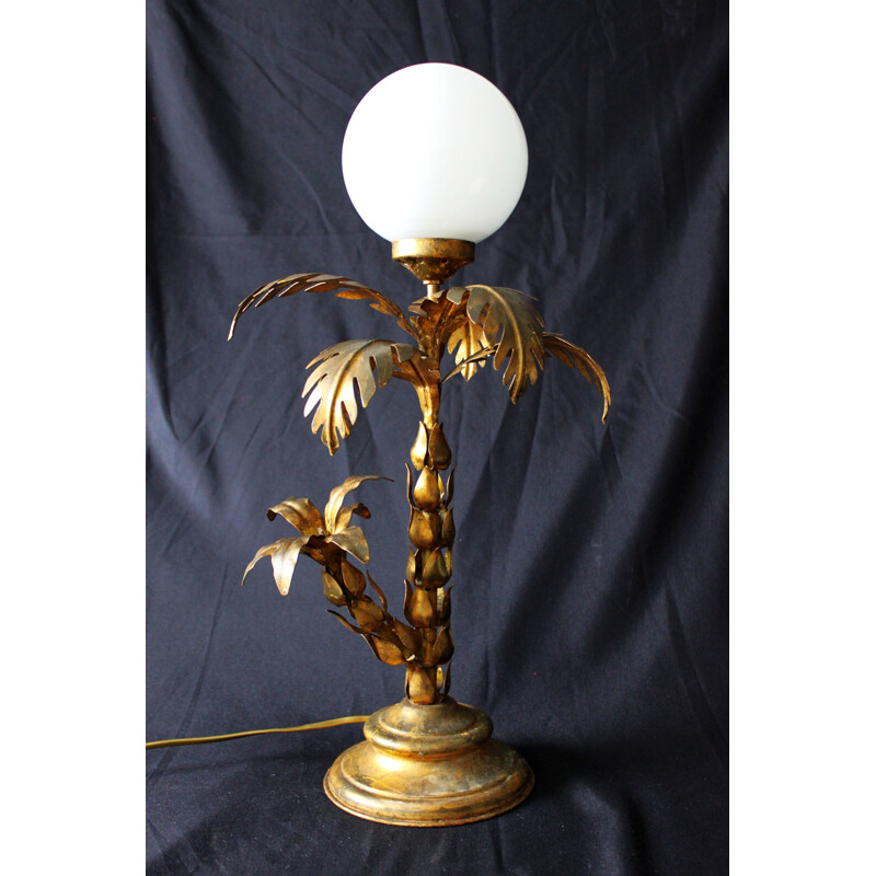 Vintage palm lamp in gilded metal, Hans Kogl 1970