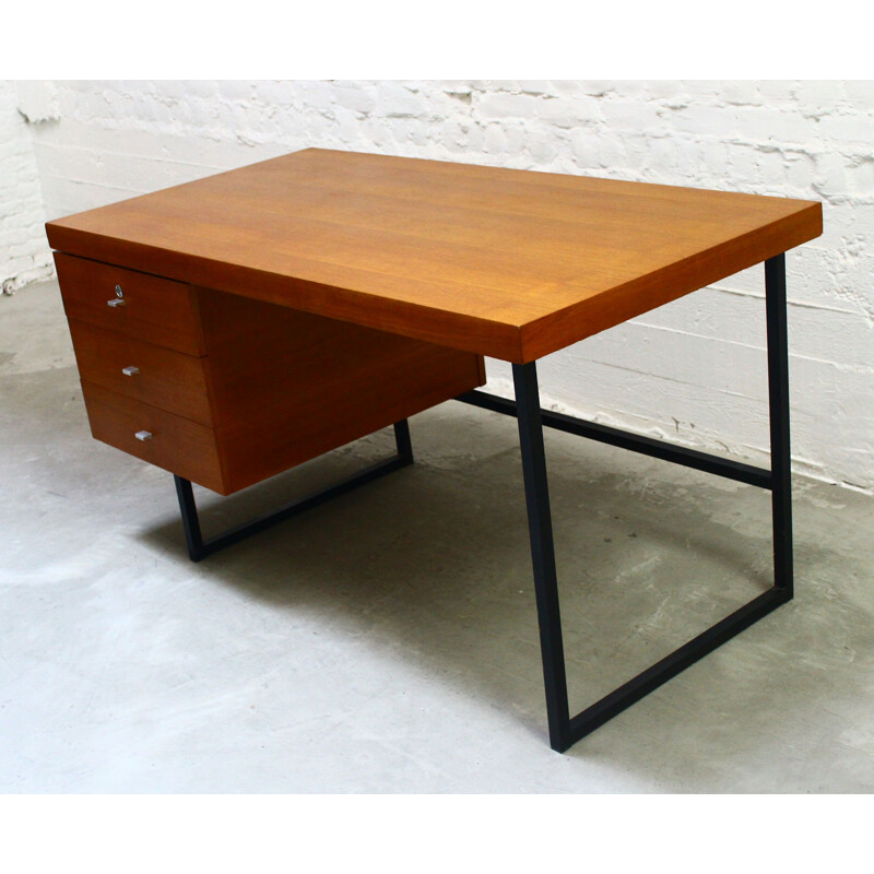 Vintage wooden desk by Pierre Guariche 1970