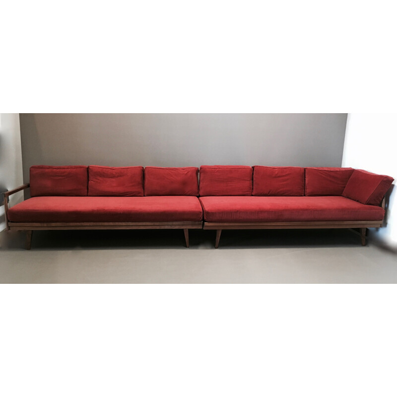 A modular set vintage of 2 sofas and 2 armchairs 1950