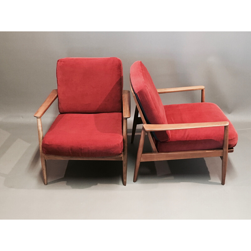 A modular set vintage of 2 sofas and 2 armchairs 1950