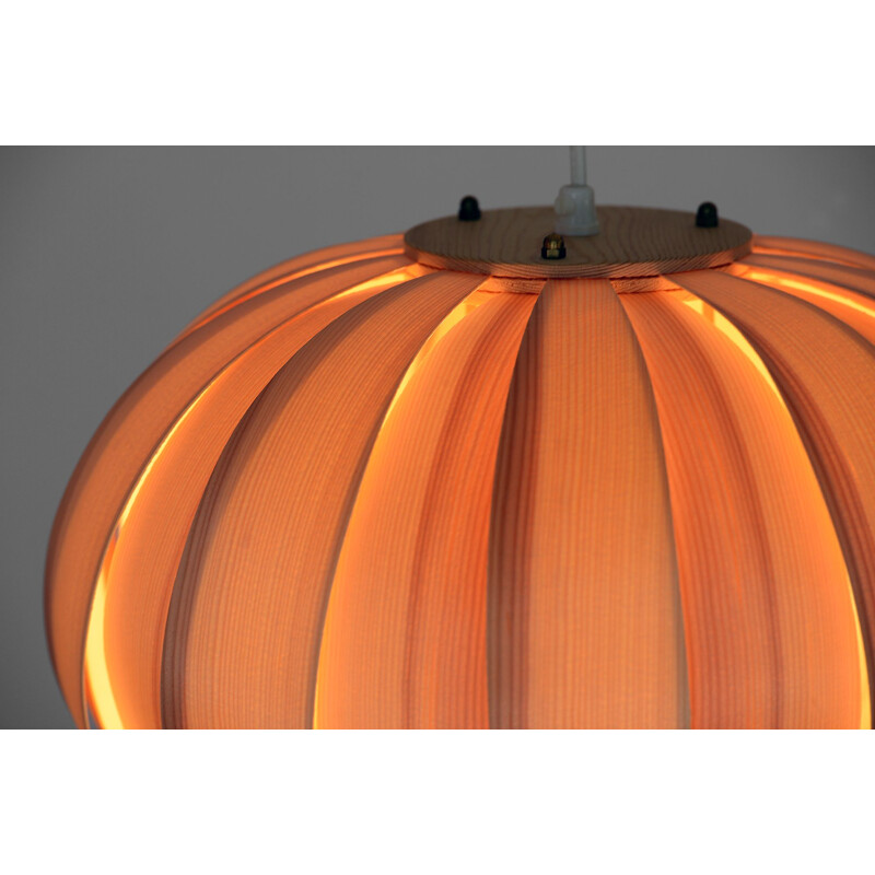 Pine vintage pendant light by Panduro, Denmark 1960s