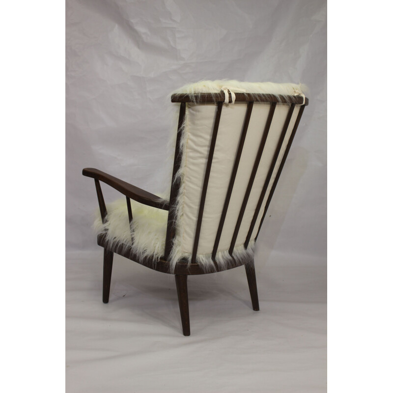 Baumann's fan-style vintage armchair in fur, 1960s