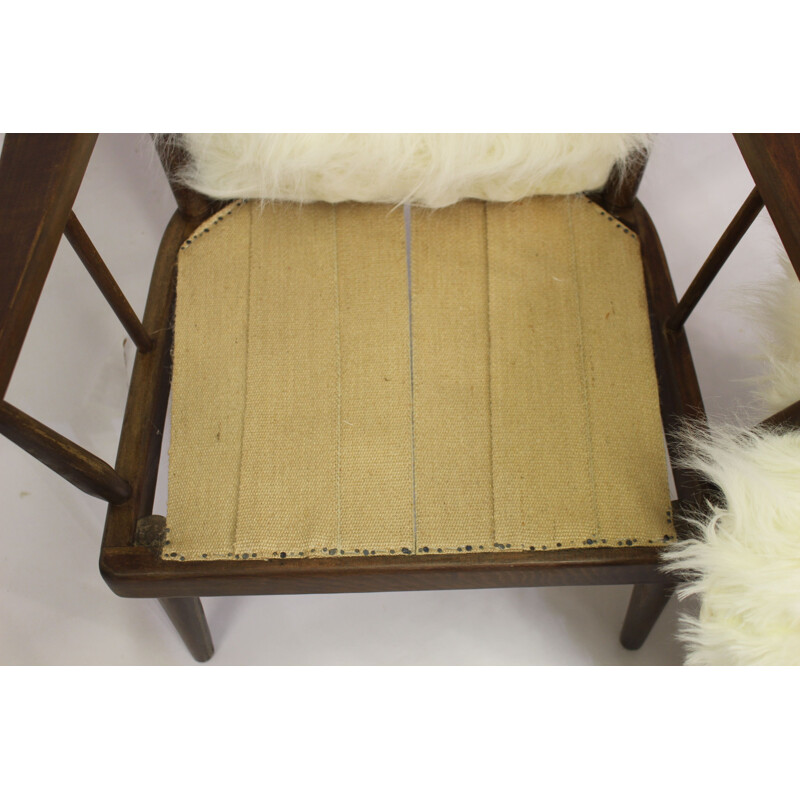 Baumann's fan-style vintage armchair in fur, 1960s