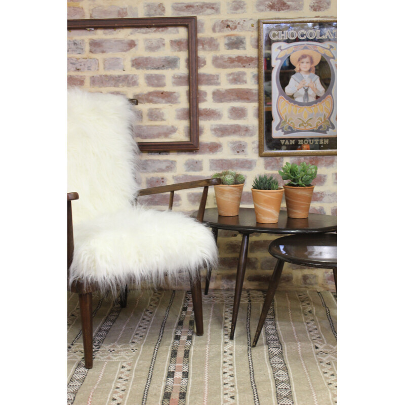 Baumann's fan-style vintage armchair in fur, 1960s