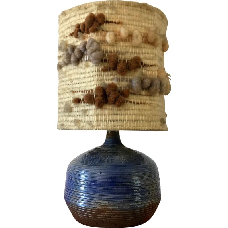 Vintage ceramic and wool lamp, 1970s