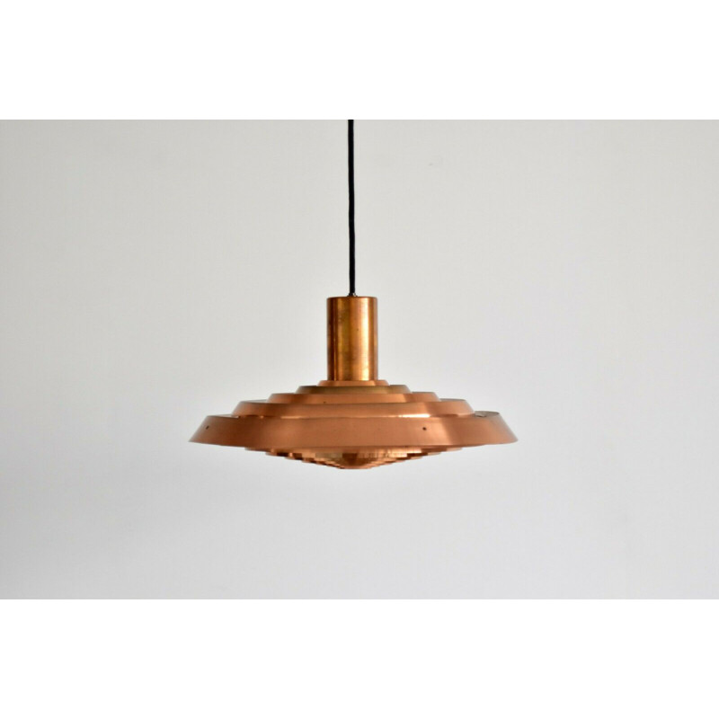 Copper vintage pendant light by Poul Henningsen for Louis Poulsen, 1960s