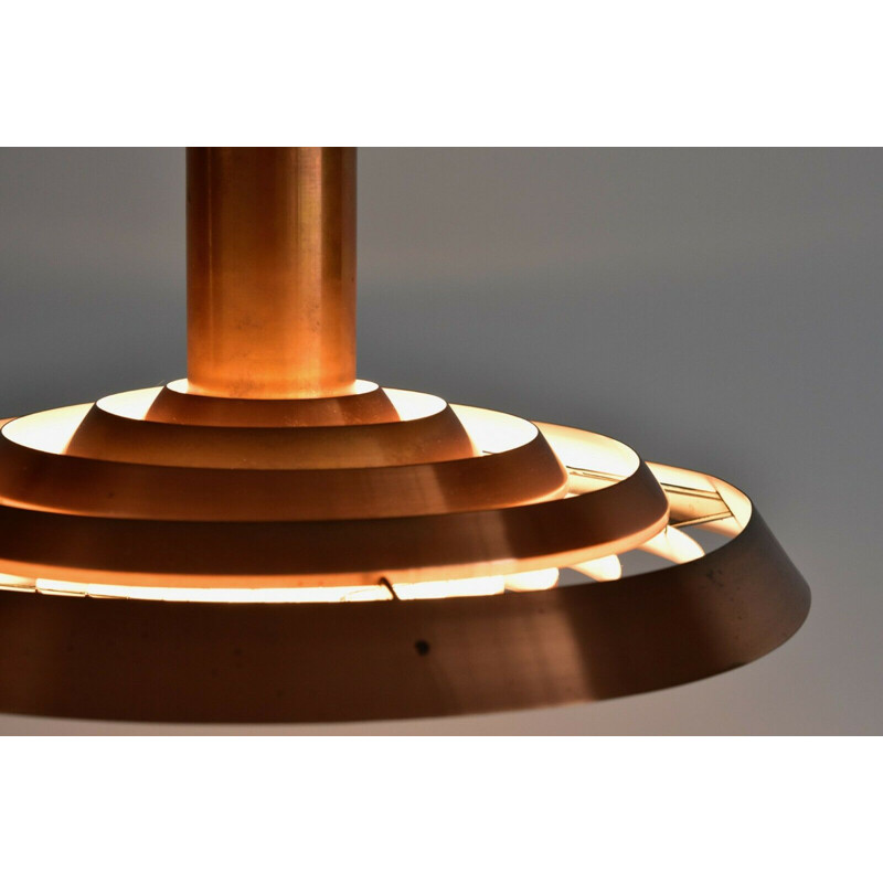 Copper vintage pendant light by Poul Henningsen for Louis Poulsen, 1960s