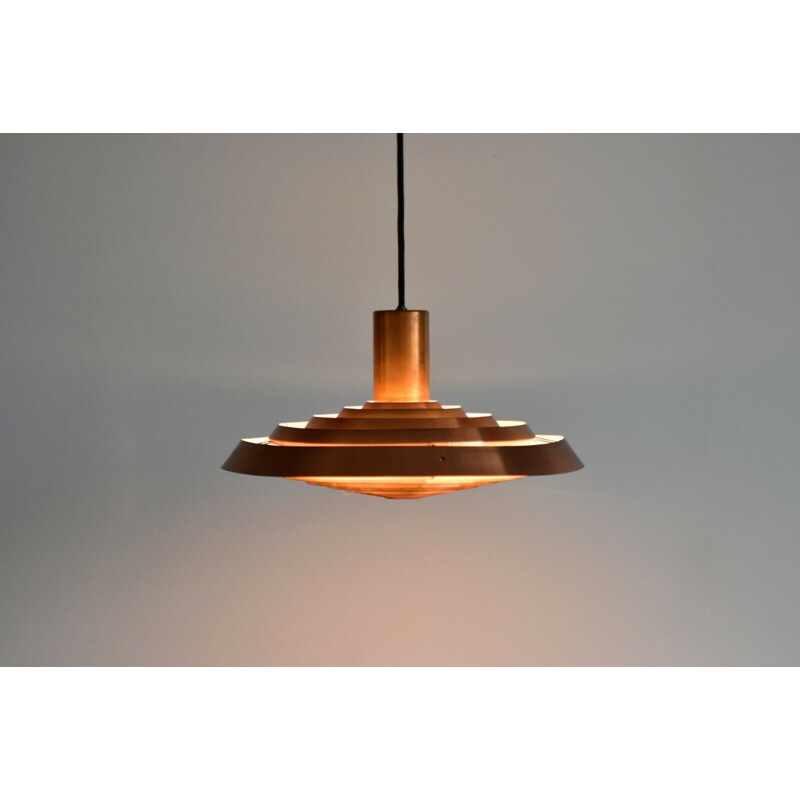 Copper vintage pendant light by Poul Henningsen for Louis Poulsen, 1960s