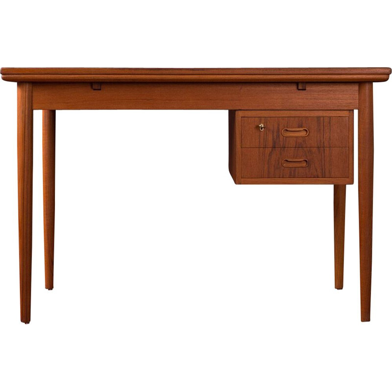 Vintage writing desk in teak and wooden legs, Denmark, 1960s