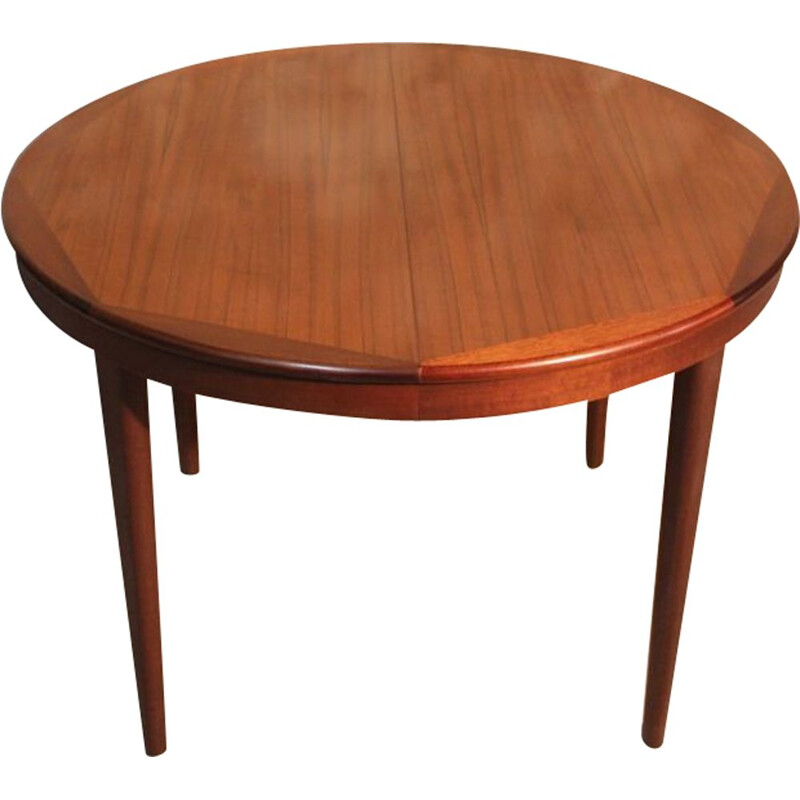 Vintage teak round table with extension, Scandinavian style, 1960
