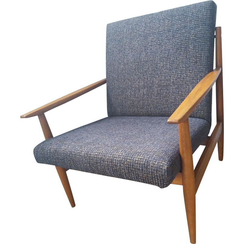 Blue scandinavian vintage armchair, 1950s