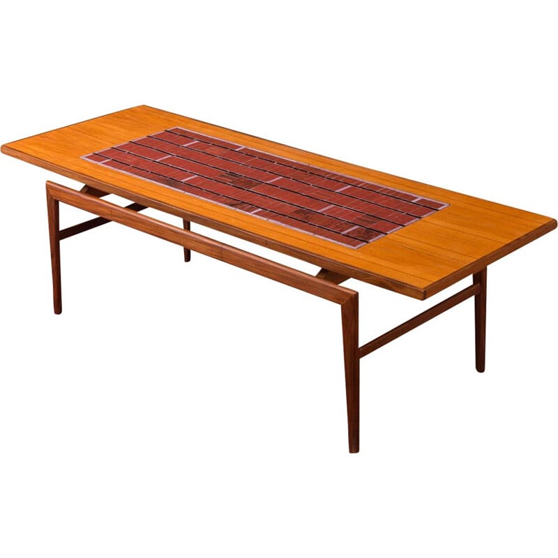 Table basse en noyer et teck vintage par Lise Möbel 1960