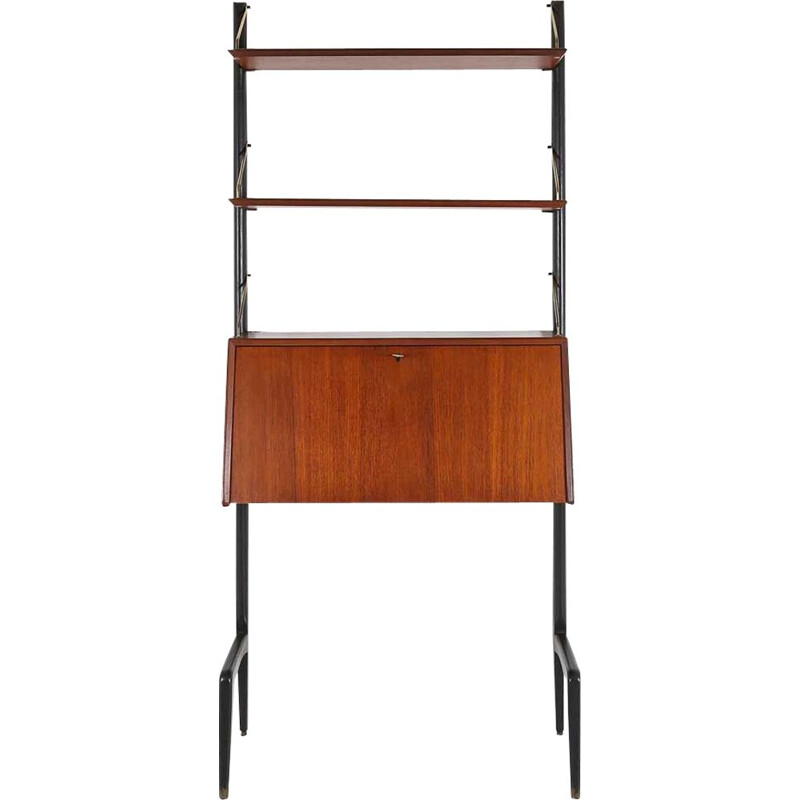 Vintage teak wood wall unit by Louis van Teeffelen 1950