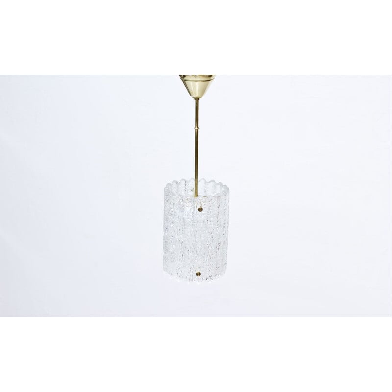 Vintage Swedish glass and brass pendant lamp by Carl Fagerlund for Orrefors, 1960