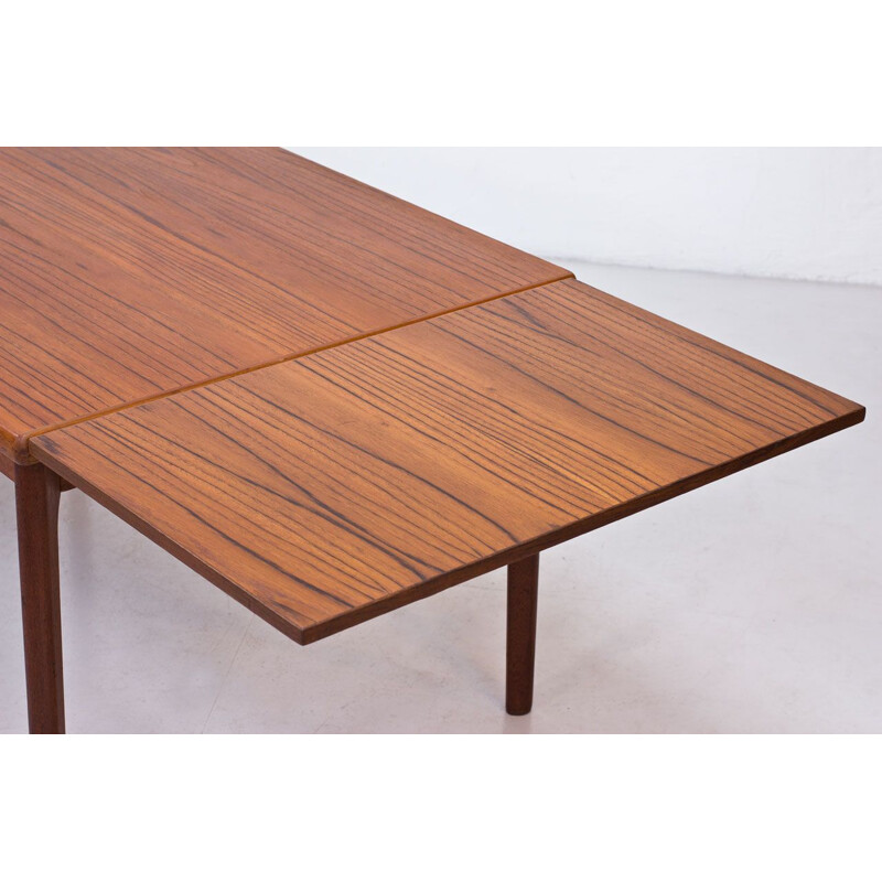 Extendable teak vintage dining table by Henning Kjærnulf for AM Mobler, Denmark, 1960s