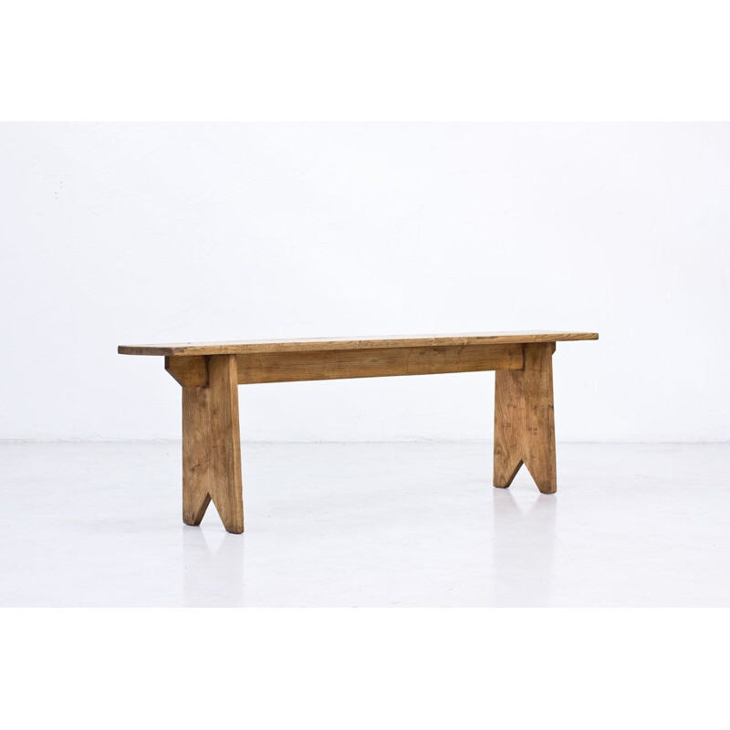 Rustic oak french vintage Bench, 1940s