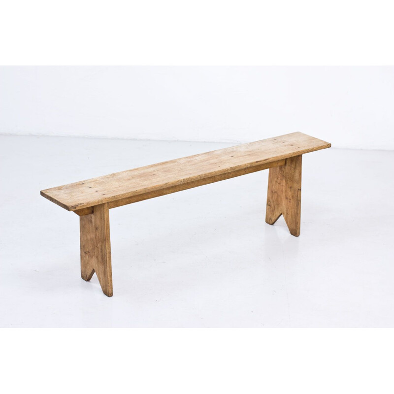 Rustic oak french vintage Bench, 1940s