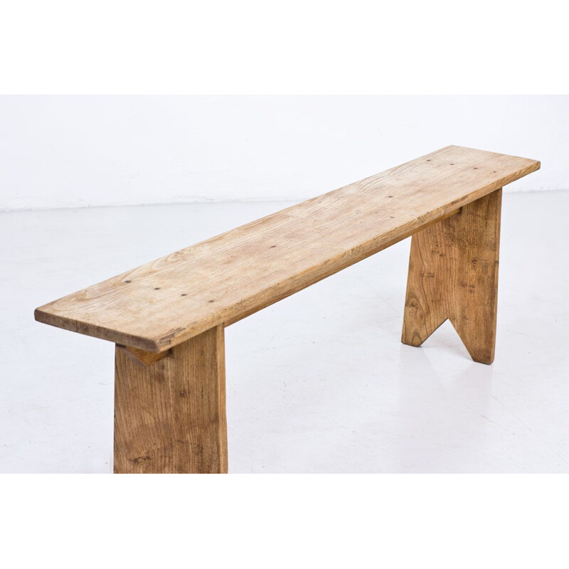 Rustic oak french vintage Bench, 1940s