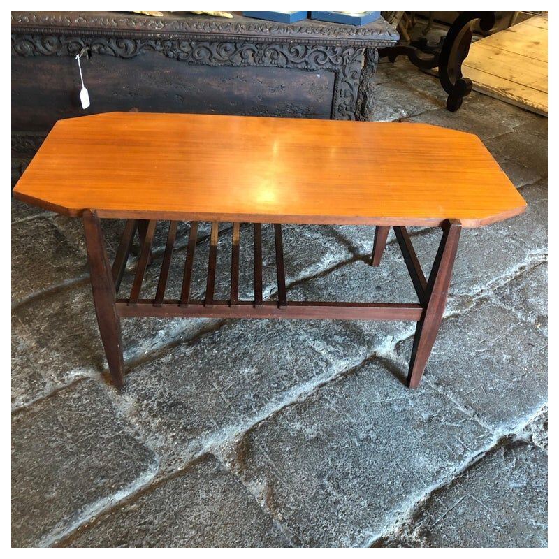 Vintage Italian octagonal wood coffee table, 1960
