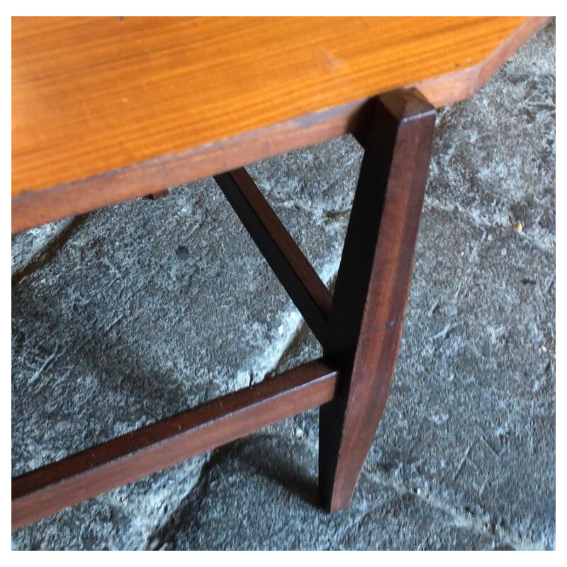 Tavolino ottagonale italiano d'epoca in legno, 1960