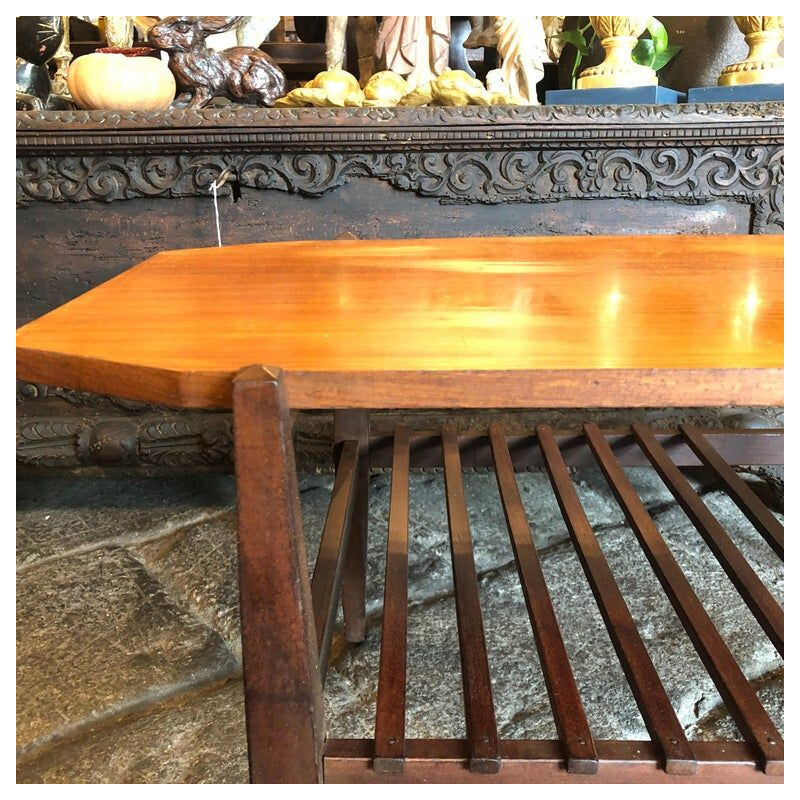 Vintage Italian octagonal wood coffee table, 1960