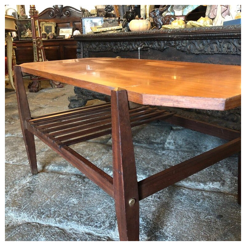Vintage Italian octagonal wood coffee table, 1960