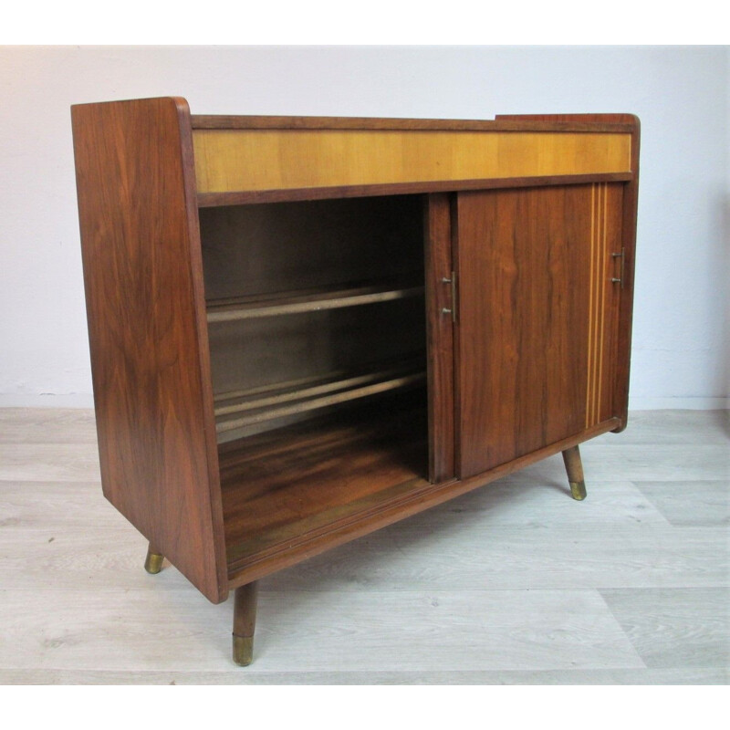 German walnut vintage cabinet, 1960s