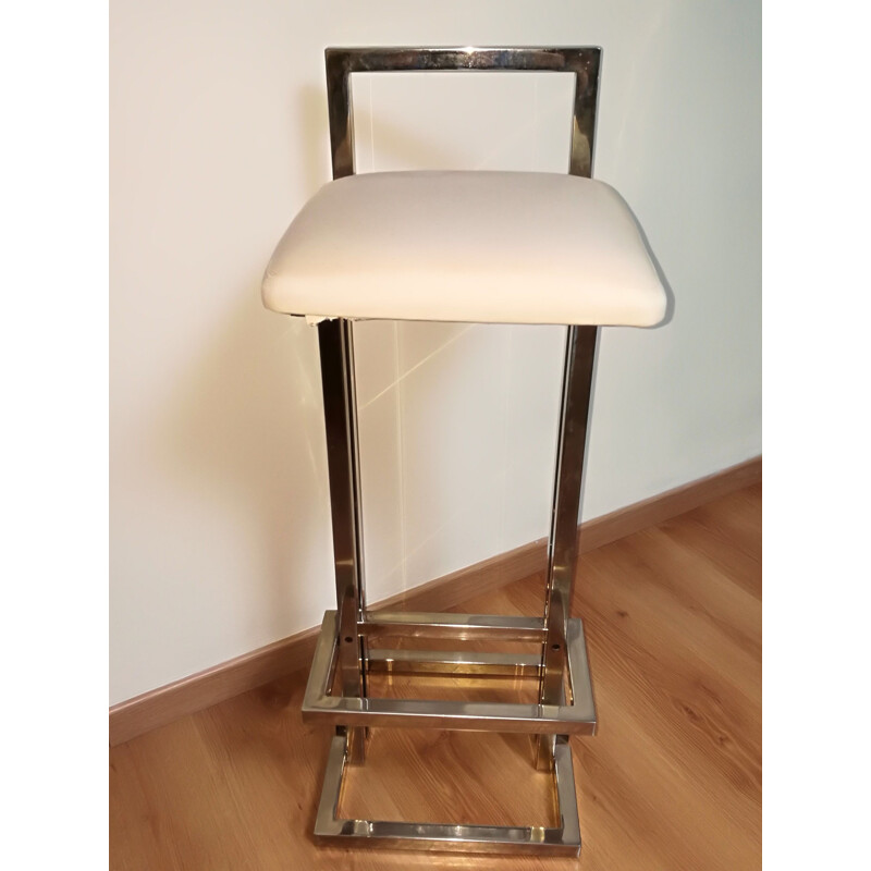 Vintage golden Belgo Chrome stool, 1970s