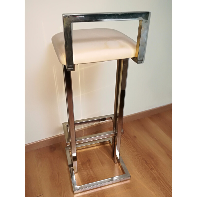 Vintage golden Belgo Chrome stool, 1970s