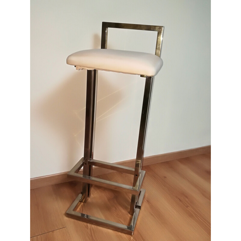 Tabouret doré vintage Belgo Chrome, 1970