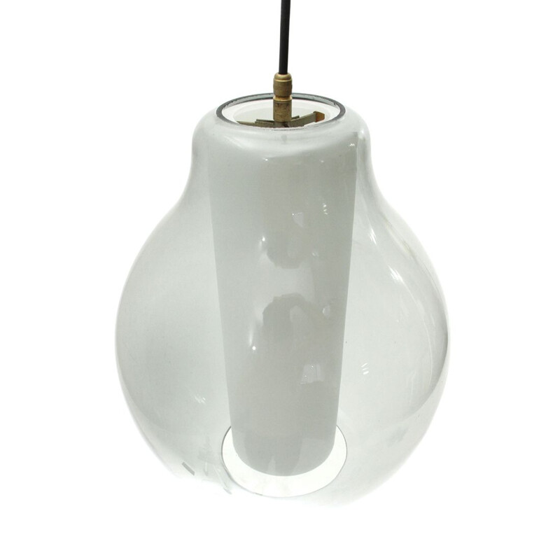 Vintage layered glass pendant lamp, Italy, 1960s
