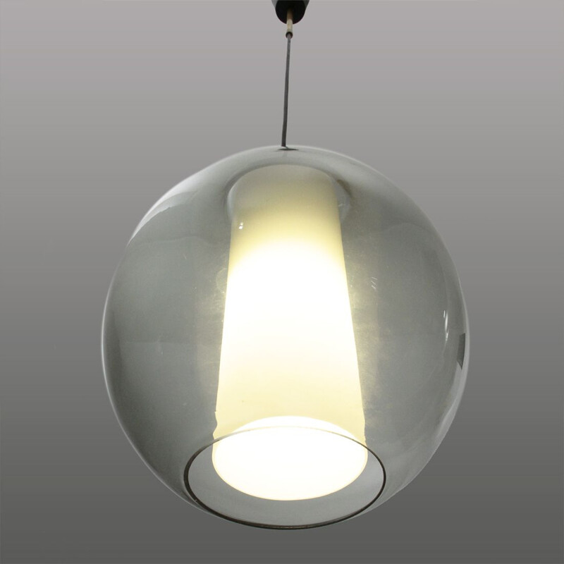 Vintage layered glass pendant lamp, Italy, 1960s