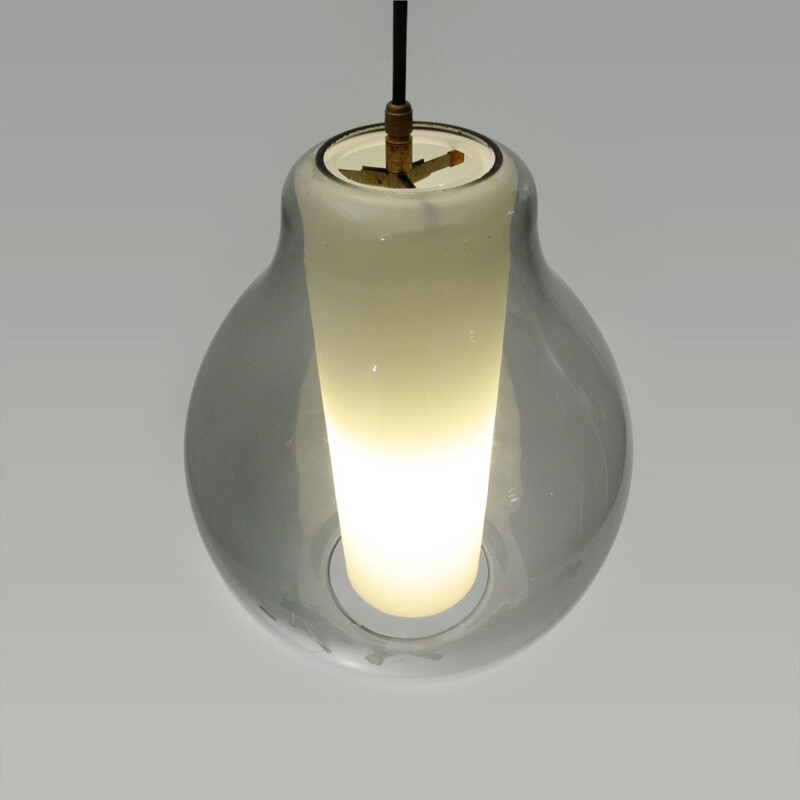 Vintage layered glass pendant lamp, Italy, 1960s